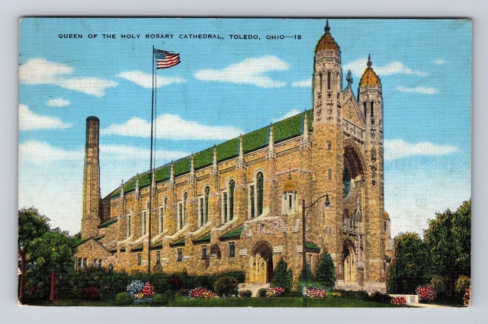 Toledo OH-Ohio, Queen Of The Holy Rosary Cathedral Vintage c1948 Postcard