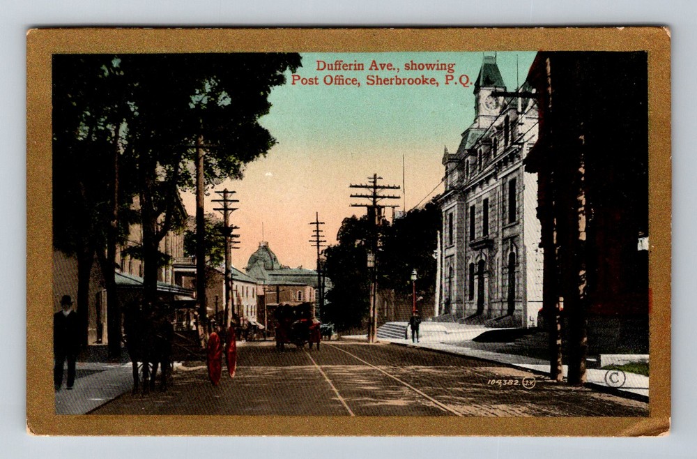 Canada- Quebec Sherbrooke Dufferin Avenue Post Office Old View Vintage Postcard
