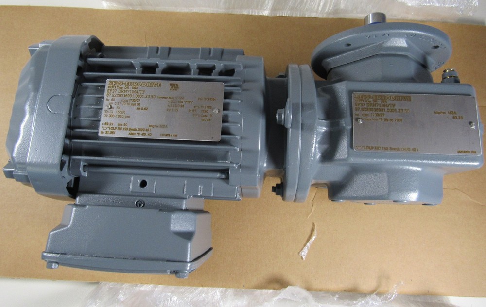 Sew-Eurodrive SF37 DRN71M4/TF Gearmotor .37KW (0.5HP) 1730/27 RPM 230/460V New