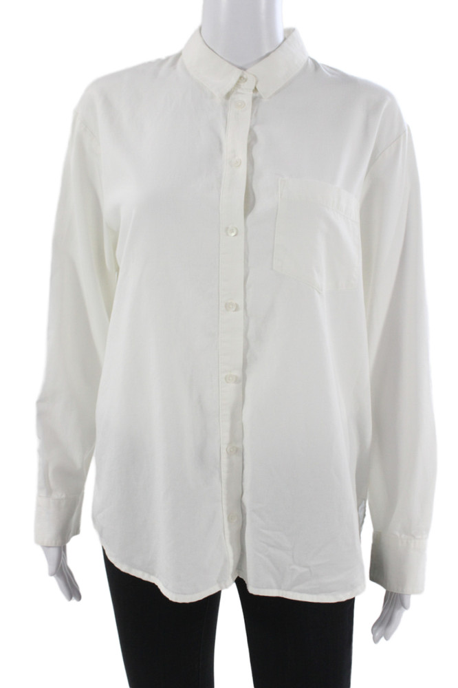 Madewell Women Collared Long Sleeve Basic Button-Up White 60% Cotton Size SFree Shipping in US $100+ Orders | $6.95 Orders Below