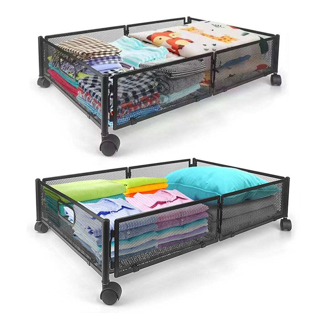 2-Pack Under Bed Storage Containers with Wheels in Black and White