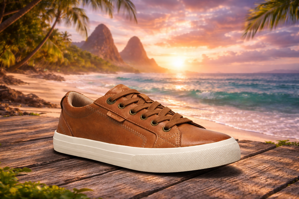 NEW Taos Soul Plim Lux Women's Leather Comfort Sneaker - Caramel (Free Shipping)