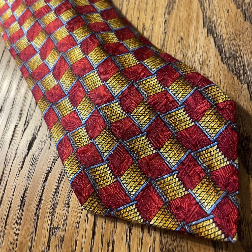 Vintage EUC Ermenegildo Zegna Silk Geometric Tie Jacquard Necktie Made In Italy
