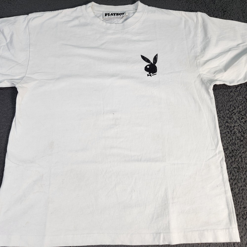 Playboy Shirt Mens Large White Las Vegas Hotel Casino Bunny Logo Graphic Tee