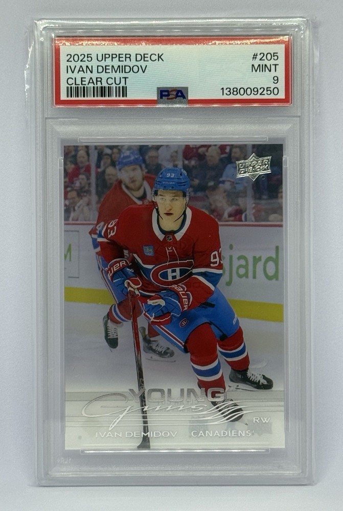Upper Deck 2025-26 Young Guns Ivan Demidov #205 Clear Cut PSA 9 Canadiens