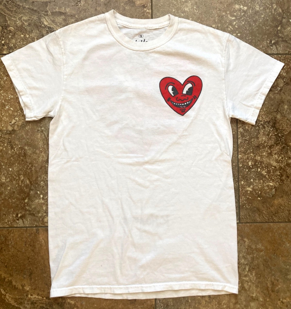 Keith Haring Heart Graphic White T-Shirt Unisex size S Ripple Junction Skater
