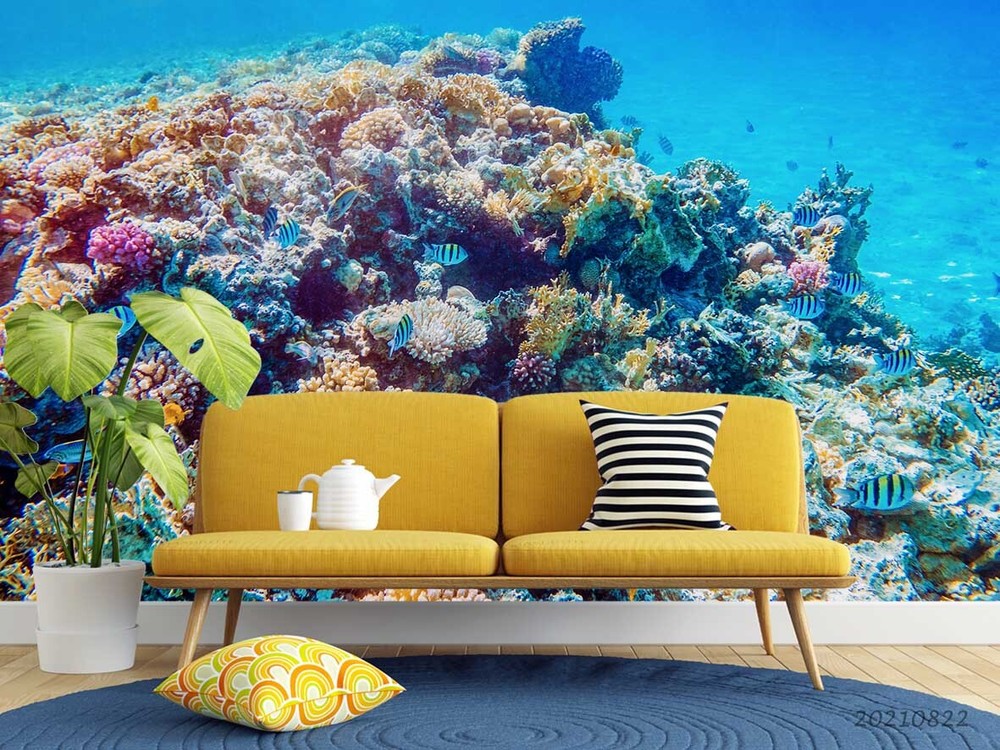 3D Underwater World Self-adhesive Removeable Wallpaper Wall Mural1