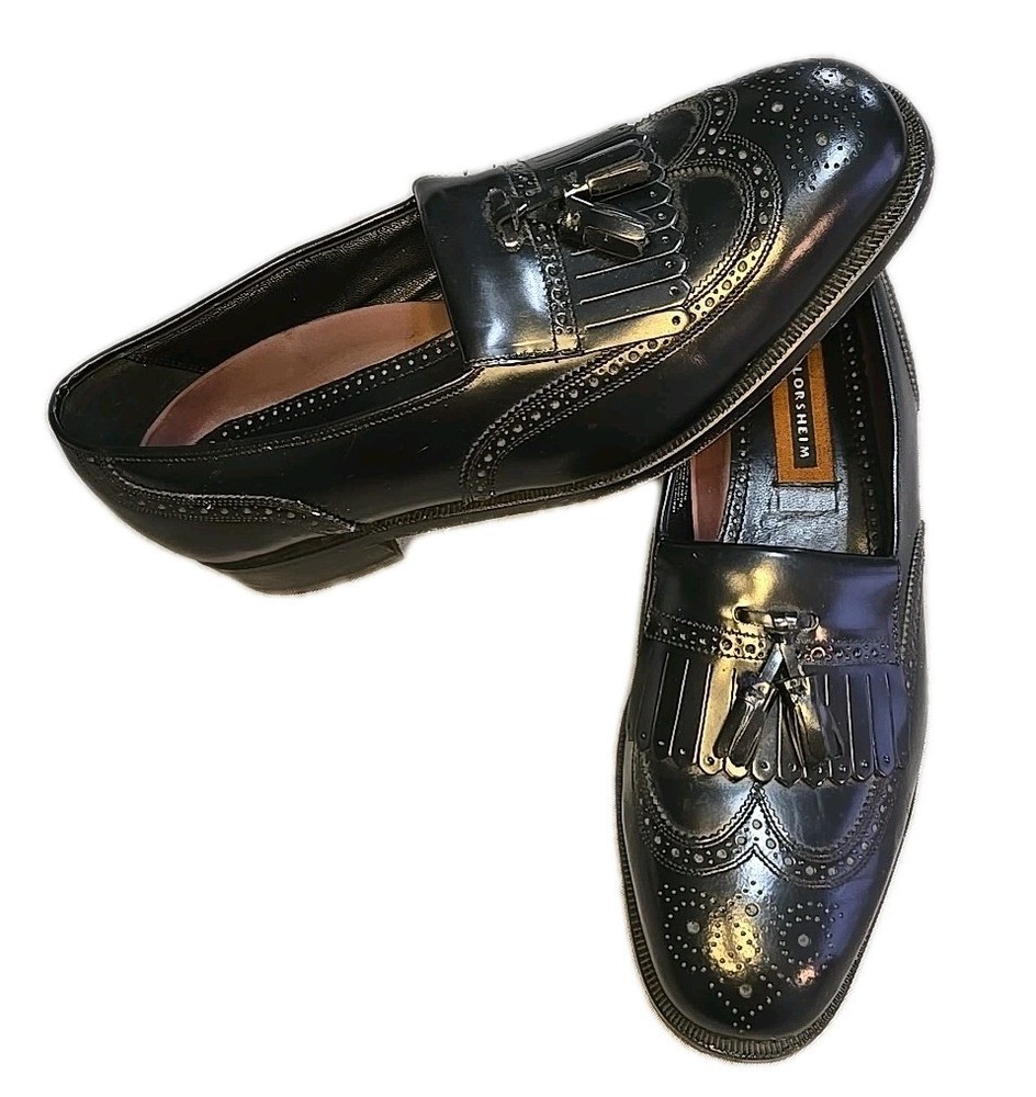 Florsheim Dress Shoes  Mens Black Leather Tassel Loafers 10.5 D Slip On Classic