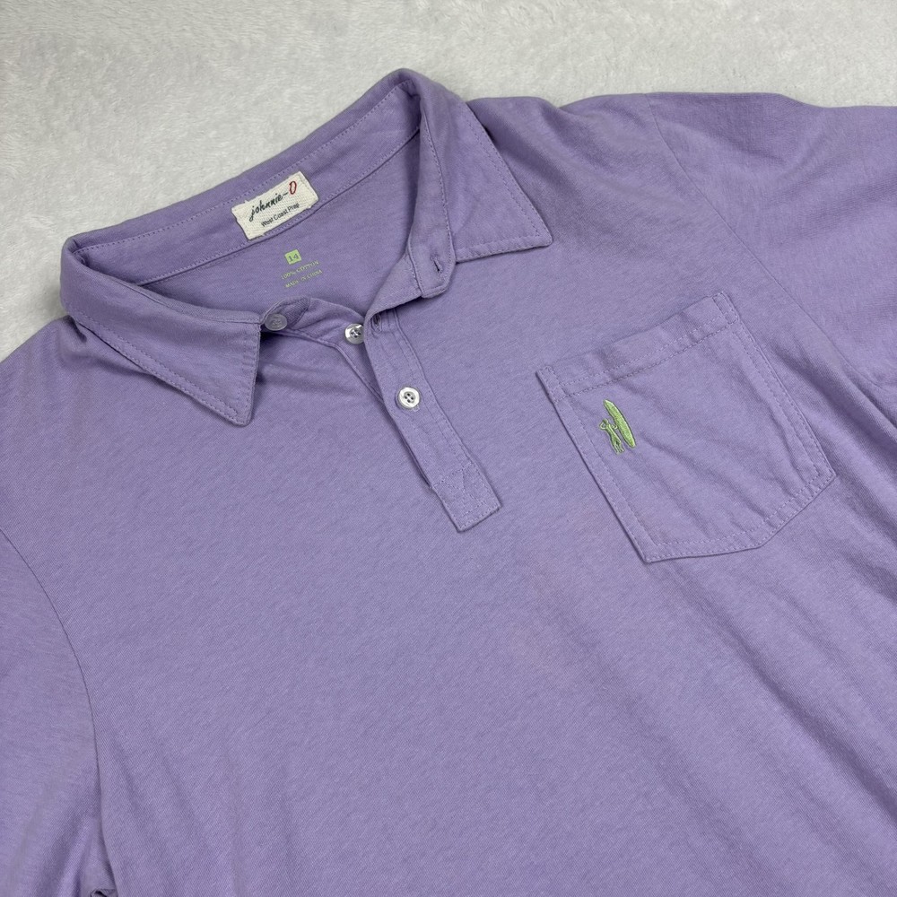 Johnnie-O Polo Shirt Boys 14 Purple Short Sleeve 100% Cotton West Coast Prep