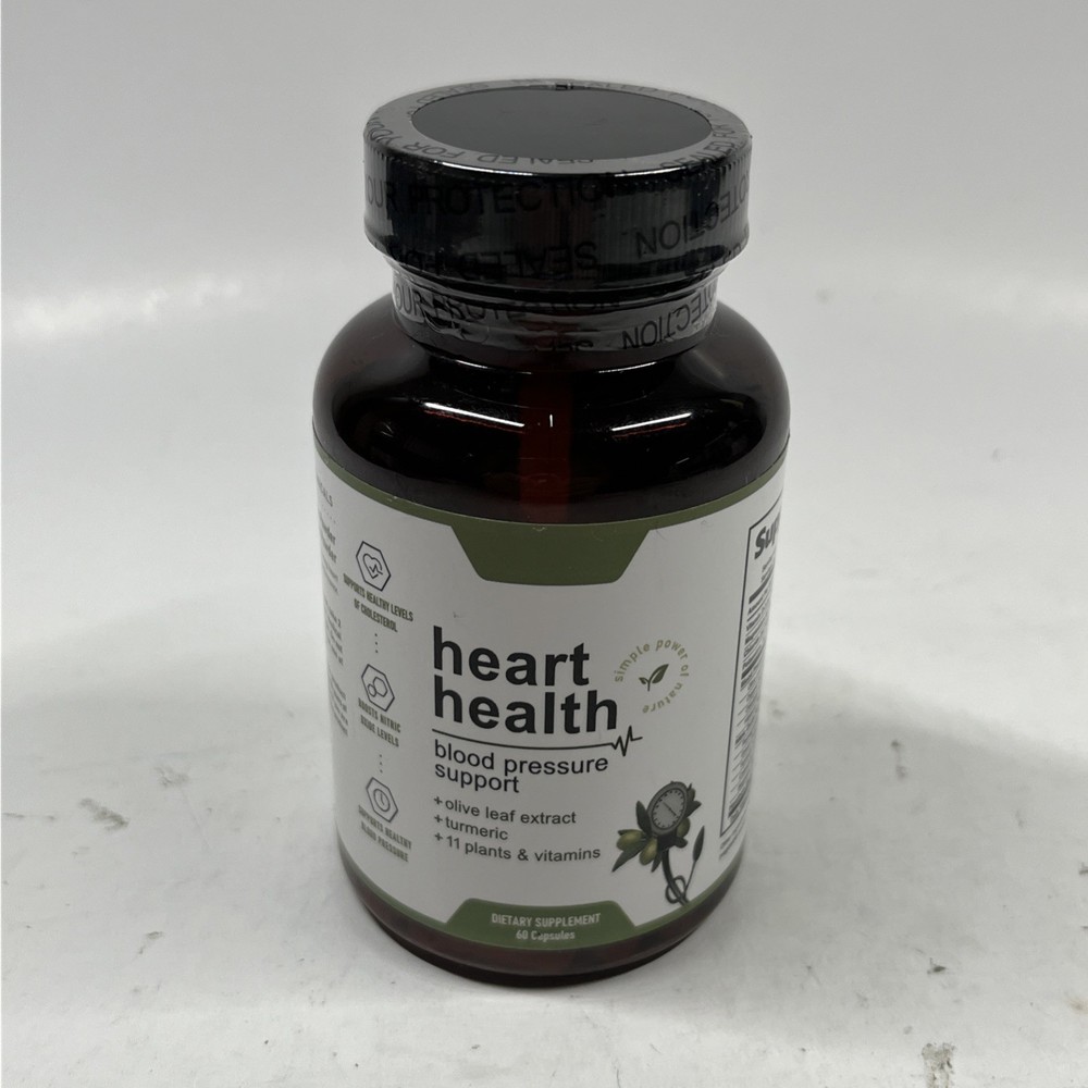 Heart Health Blood Pressure Support Olive Leaf Turmeric 60 Capsules Exp 01/2027