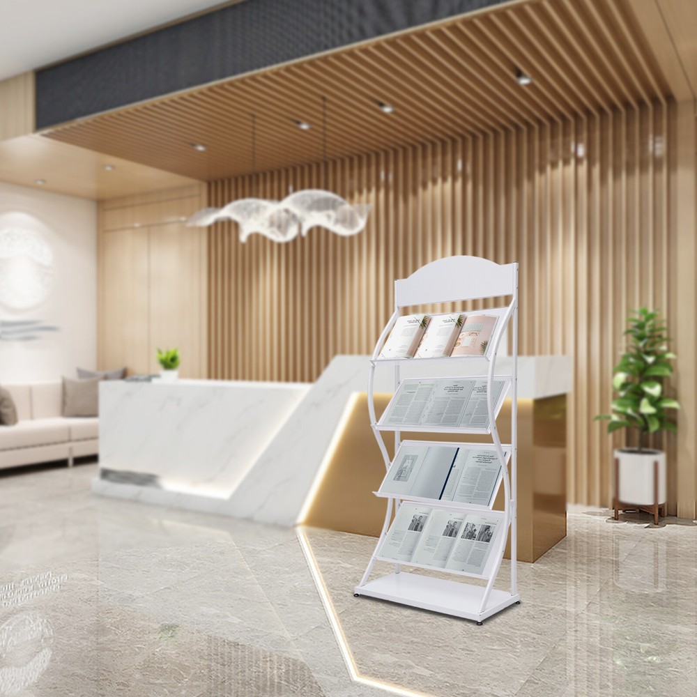 4 Tier Freestanding Magazine Rack for Home Office Comic Display Organizer Stand