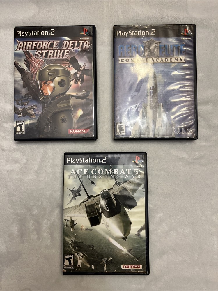 PS2 Flight Sim Game Bundle with Ace Combat 5 Aero Elite AF Delta Strike Free Shipping  -image