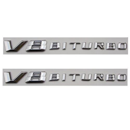 Chrome Fender 3D Font Letters V8 BITURBO Emblems Symbols for Mercedes Benz AMG
