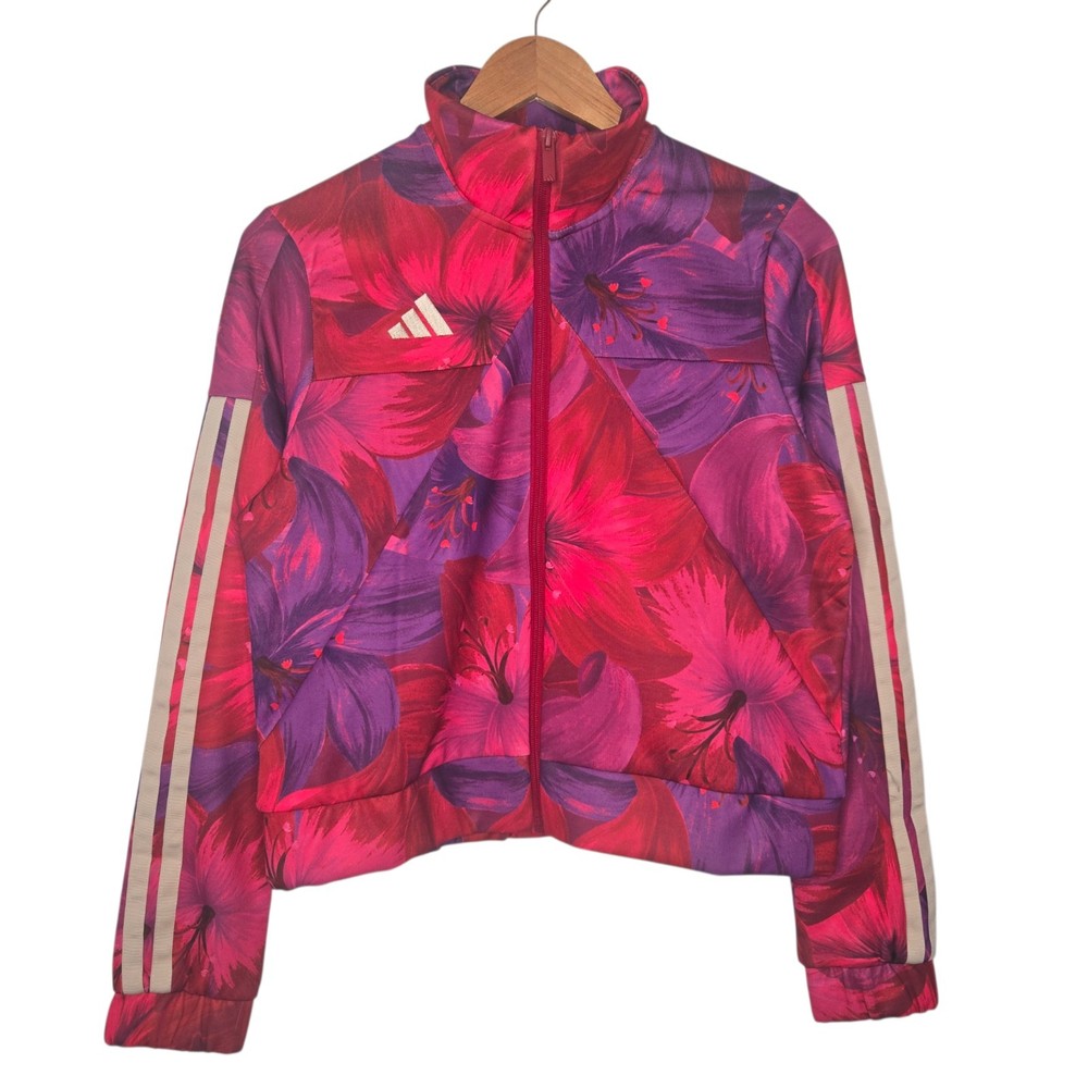 Adidas x Farm Rio Womens Bahia Magenta Tropical Print House Of Tiro Jacket Small