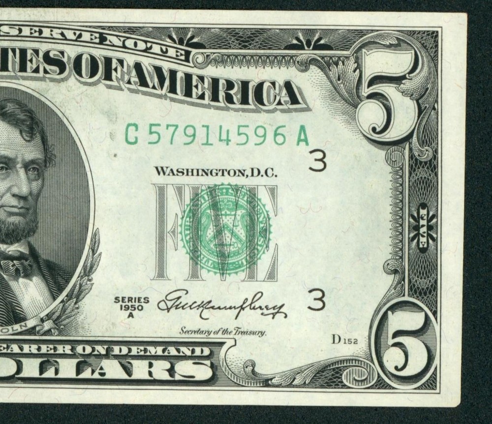 $5 1950 ((VF+/XF)) Federal Reserve Note ** DAILY CURRENCY AUCTIONS