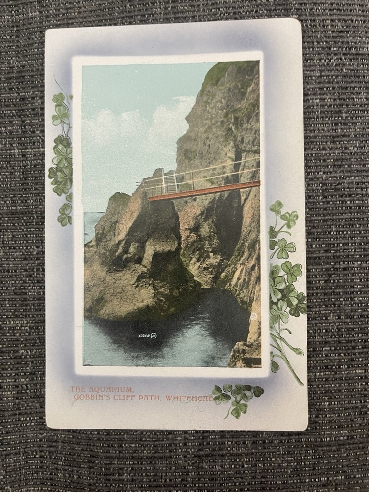 Vintage Antique Postcard N. Ireland~ THE AQUARIUM GOBBIN'S CLIFF PATH, Whitehead