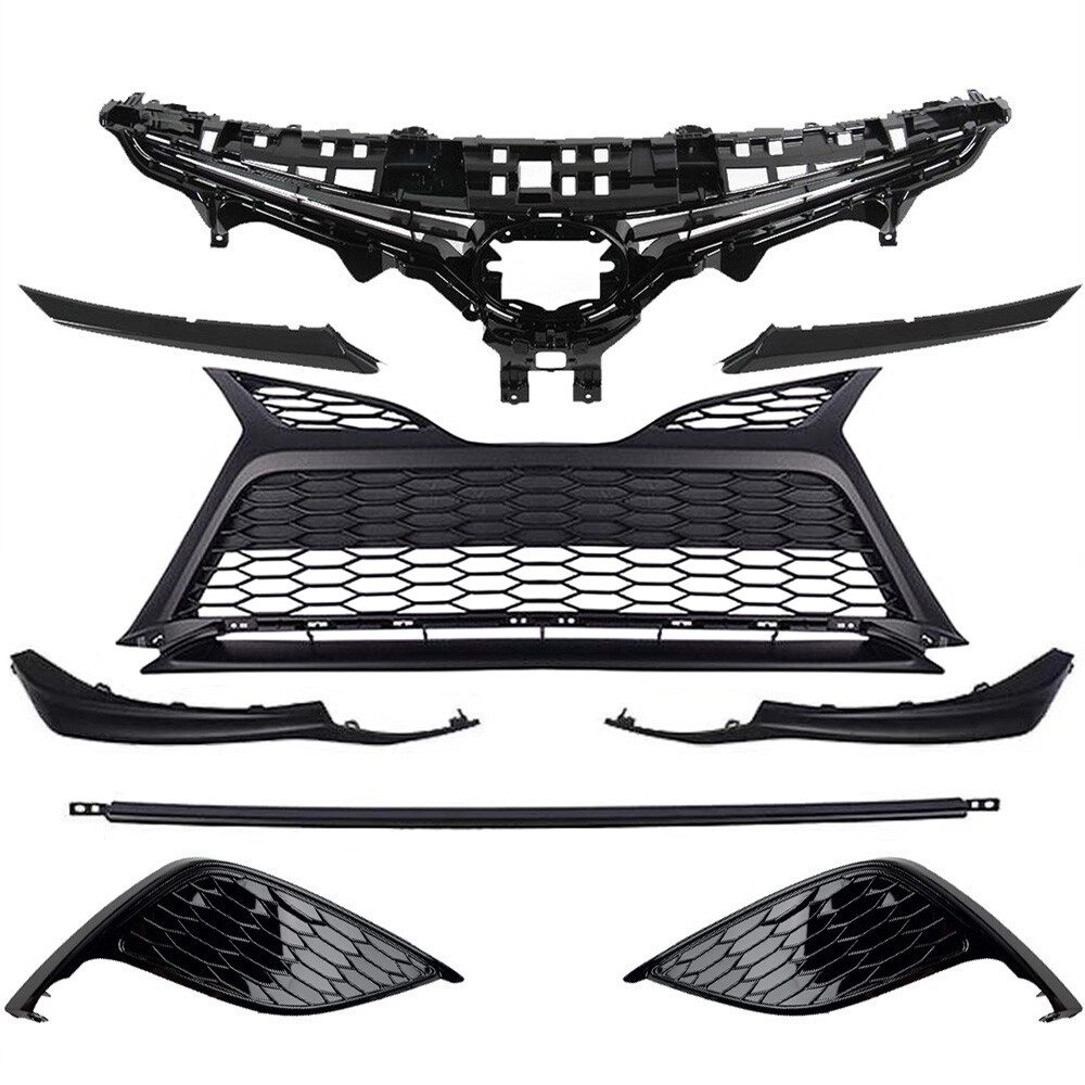 2021-2023 Toyota Camry SE 9pc Black Front Grille Trim & Fog Light Bezels