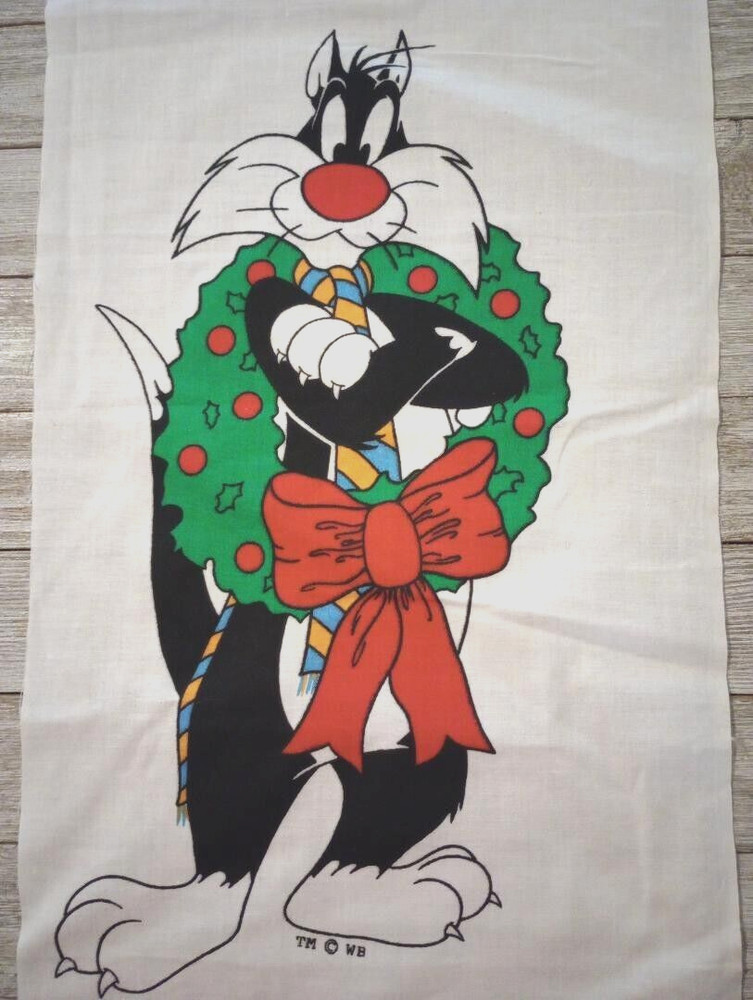 looney tunes sylvester christmas fun fabric large print 14 x 8 inch 1pc