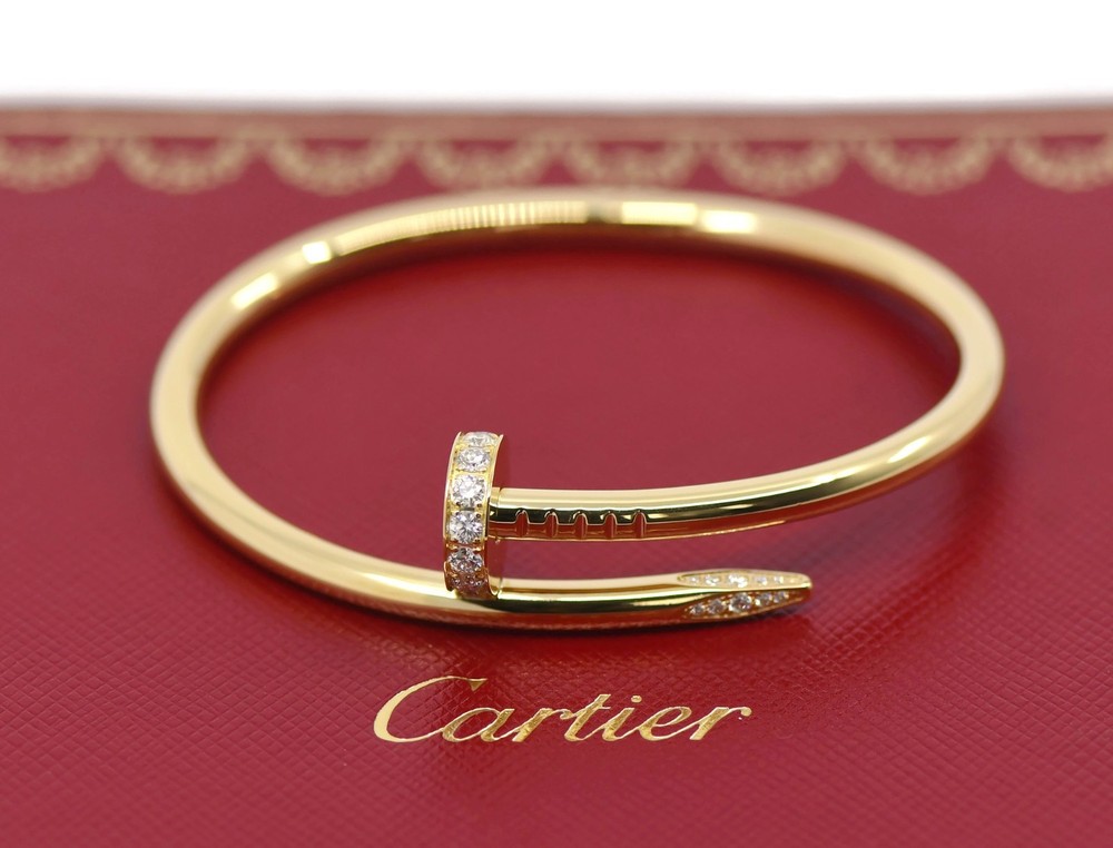 Cartier Just Un Clou Diamond 18K Yellow Gold Bracelet Size 15