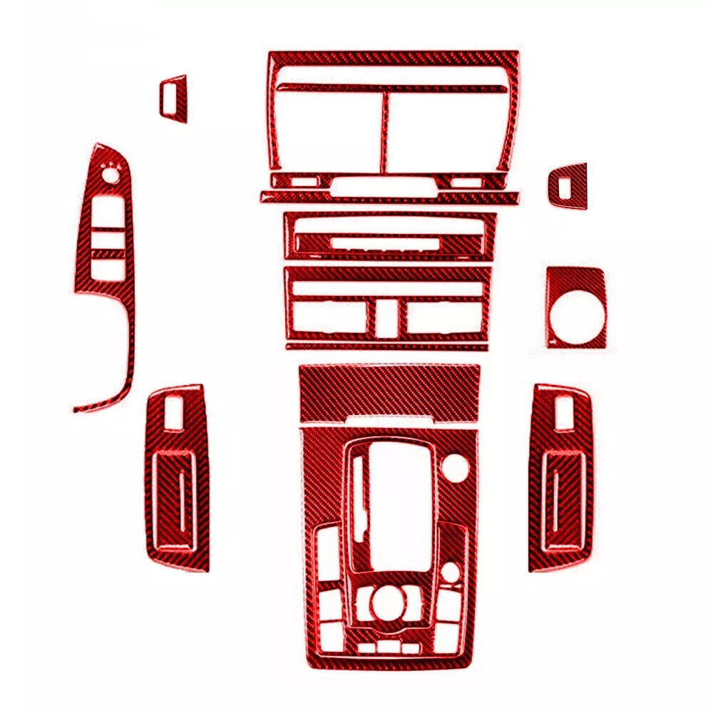 22Pcs For Audi Q7 4L 2007-2015 Red Carbon Fiber Kits Full Interior Trim Cover