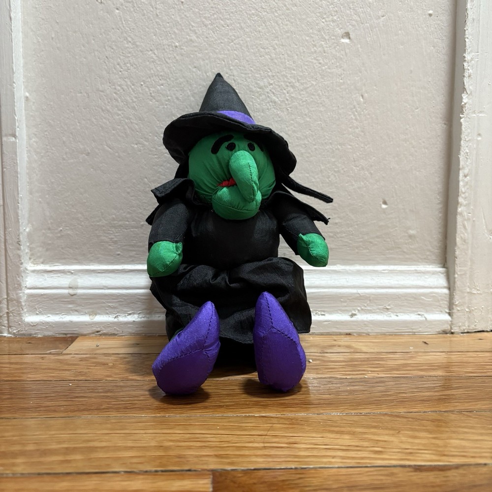 Vintage Halloween Witch Nylon Plush International Silver Co Decoration 90s