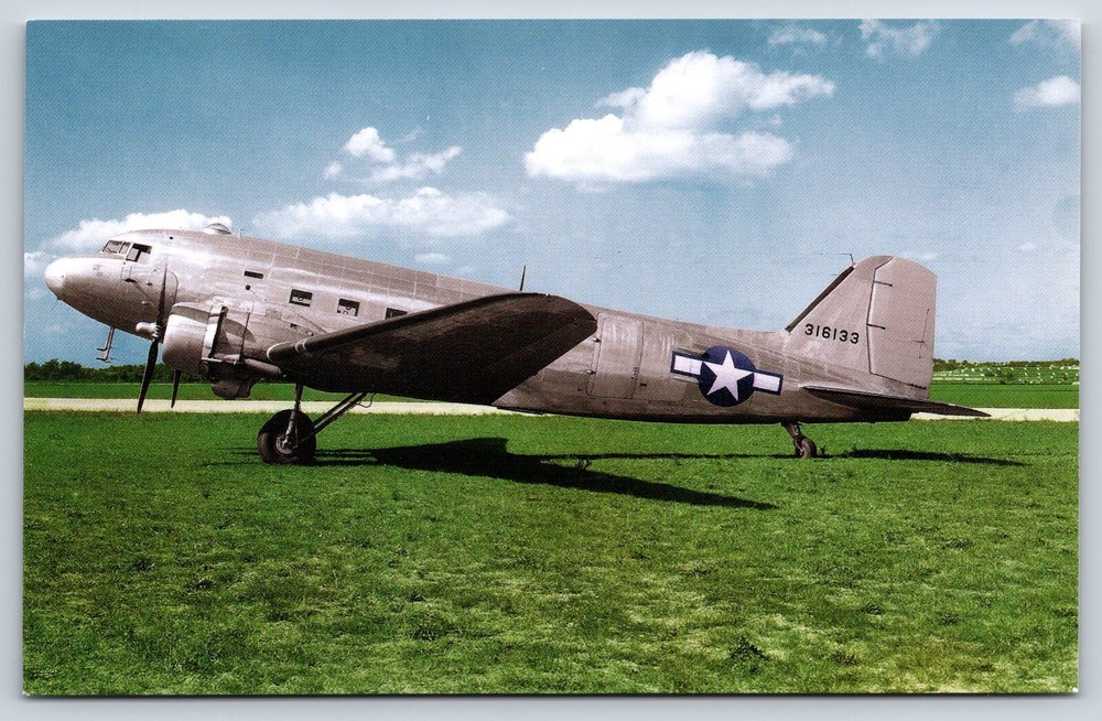C-47, USA Military Aircraft, Troop And Cargo Transport Plane, WW2, Postcard