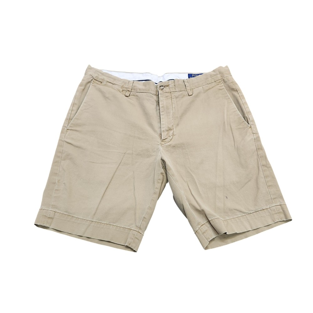 Polo Ralph Lauren Shorts Mens 35 Beige Slim Stretch Chino 10 Inseam Casual