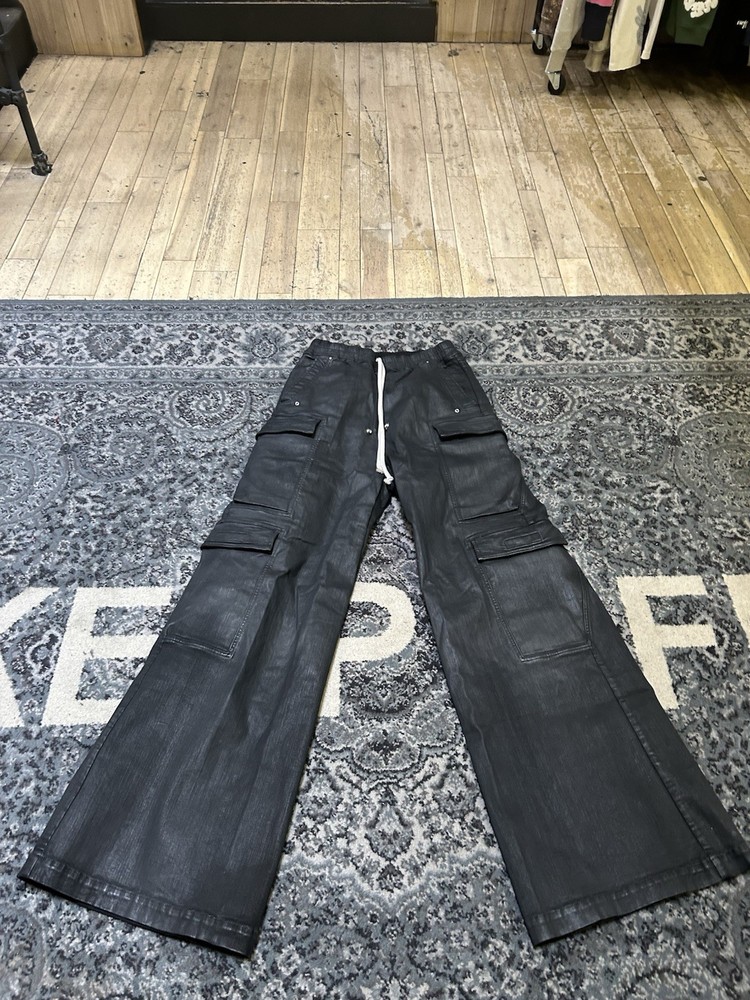 Size M - Rick Owens Drkshdw Double Jumbo Cargo Bela Pants Black Wax