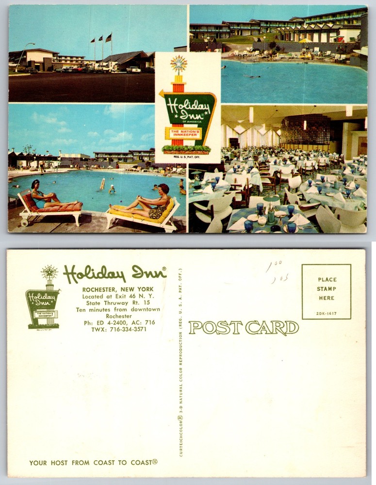 Holiday Inn Rochester New York Pool Dining Postcard