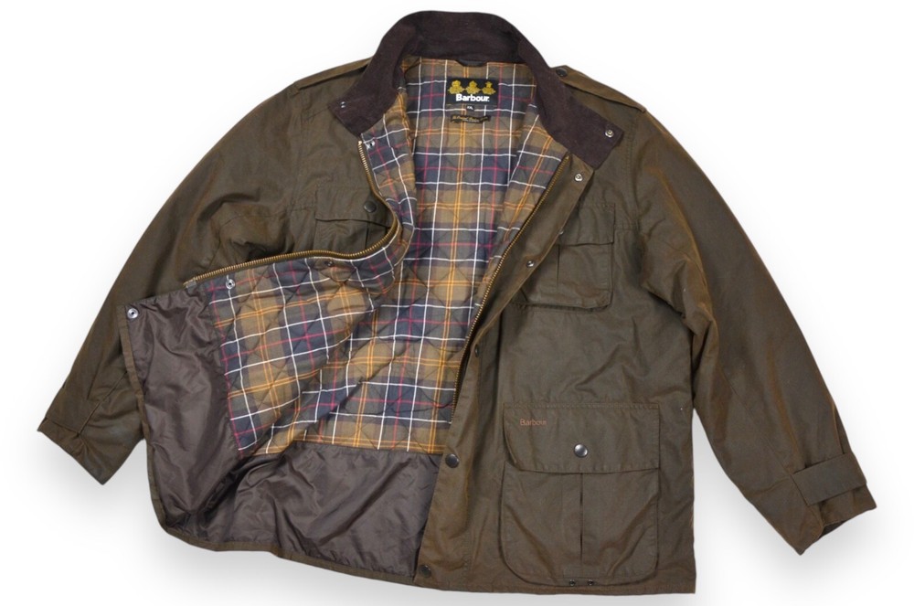 Men's Barbour Trooper Jacket Wax Olive England Classic Tartan Size XXL