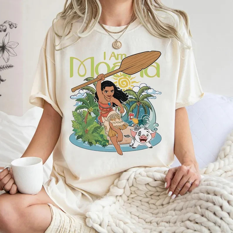 I Am Moana Floral T-shirt, Moana Princess Shirts, Pua Pig and Hei Hei Tee