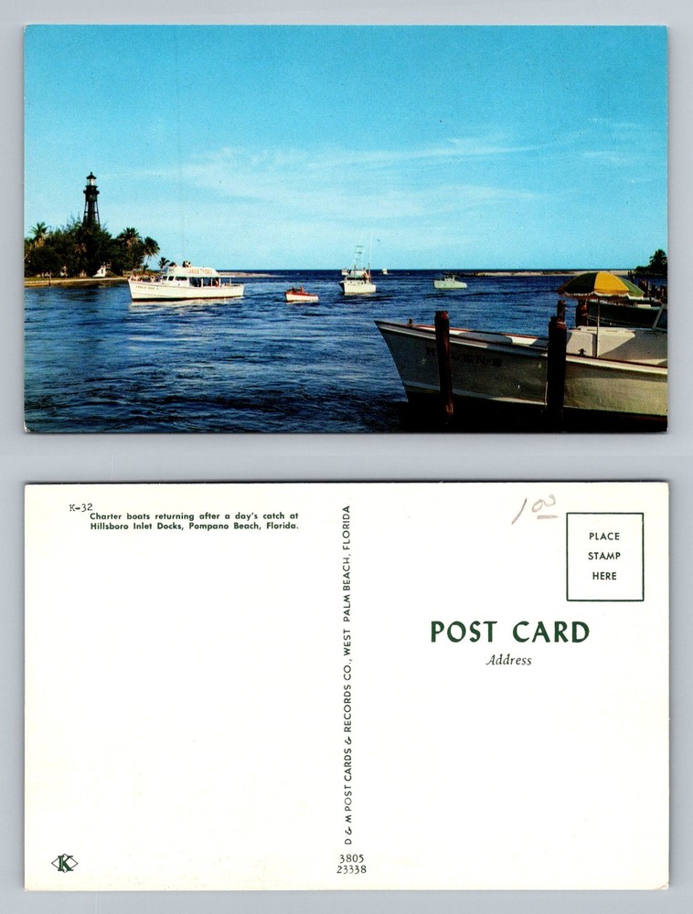 Pompano Beach, FL-Florida, Hillsboro Inlet Charter Boats Vintage Postcard