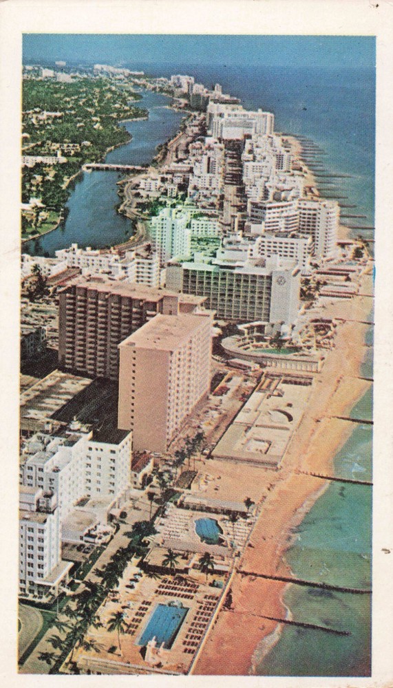 Aerial View of Hotel Row - Miami Beach Florida FL - Postcard
