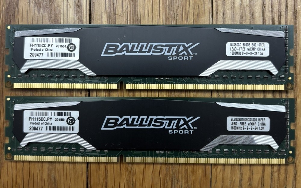 16GB (2x8GB) Crucial Ballistix Sport DDR3 1600MHz PC3-12800 Desktop RAM CL9