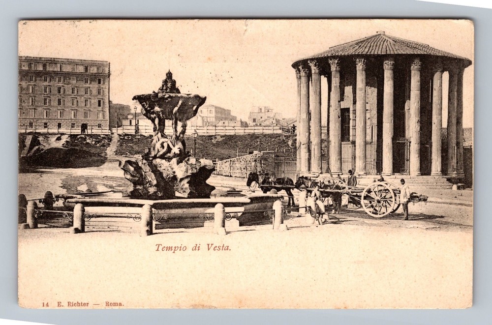 Italy- Rome Temple Of Vesta Souvenir Postal Old Card View PC Vintage Postcard