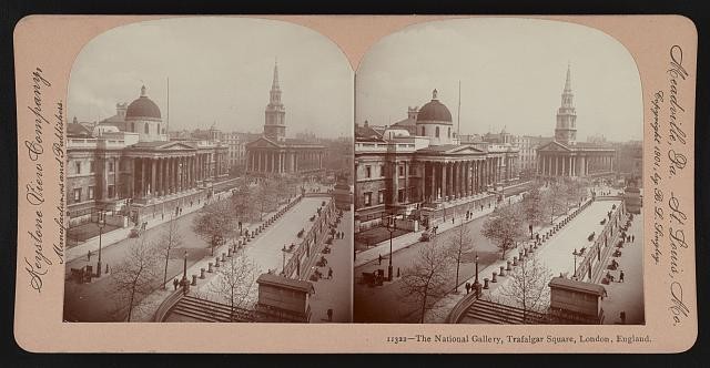 Photo:London England 1902 Trafalgar Square National Gallery stereo view