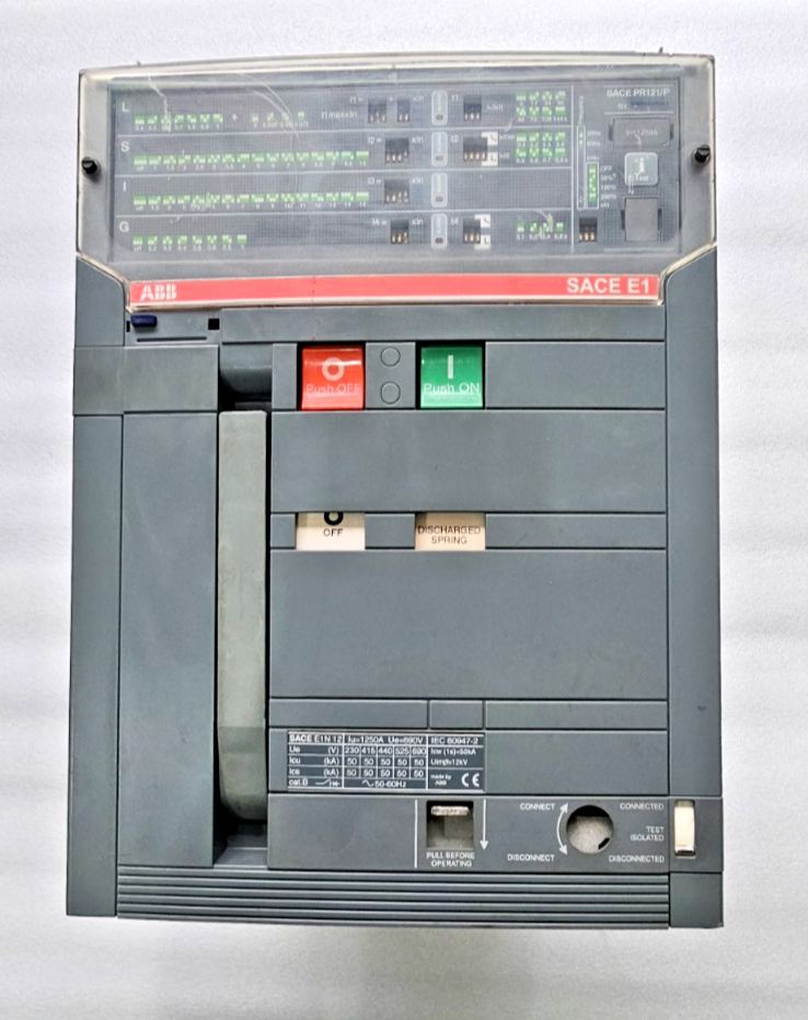 ABB SACE E1N 12 PR121/P AIR CIRCUIT BREAKER 1250A 3 P 50kA 220-250VAC/DC 50/60Hz