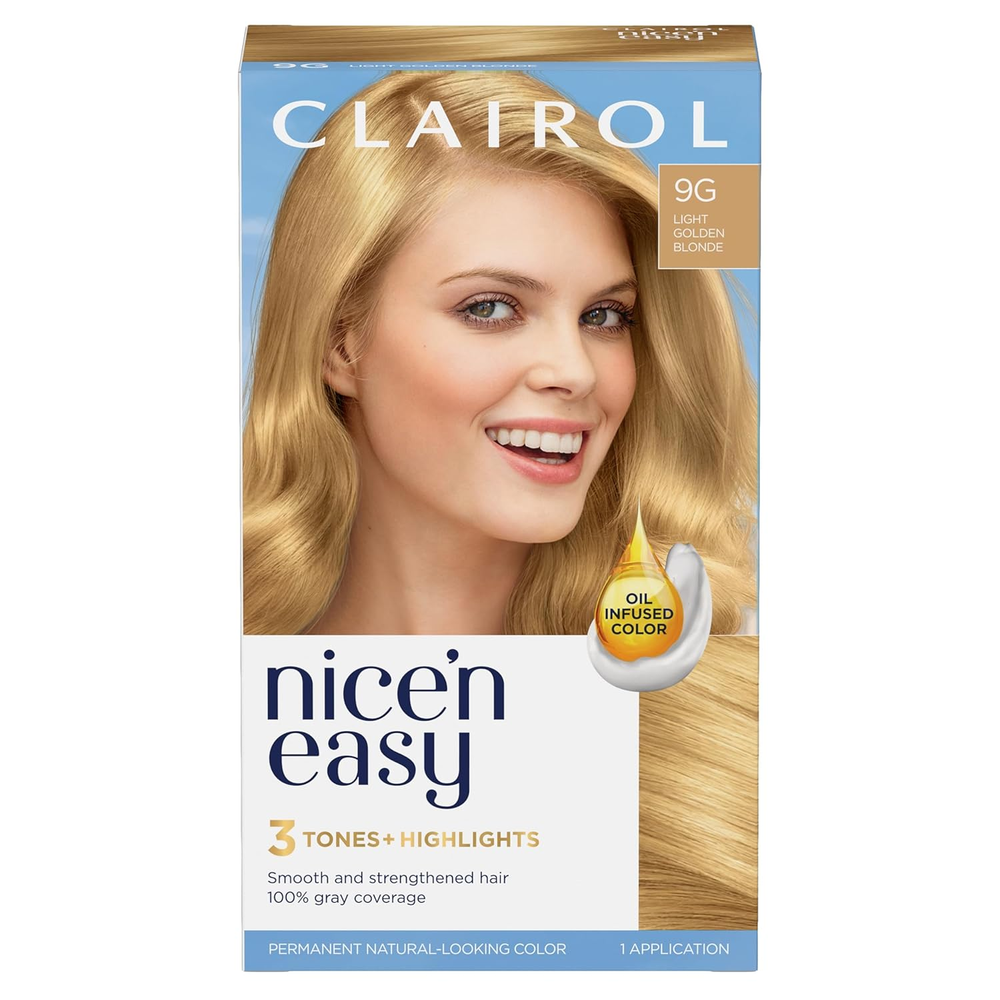 Clairol Nice'N Easy Permanent Hair Color, 9G Light Golden Blonde, Pack of 1
