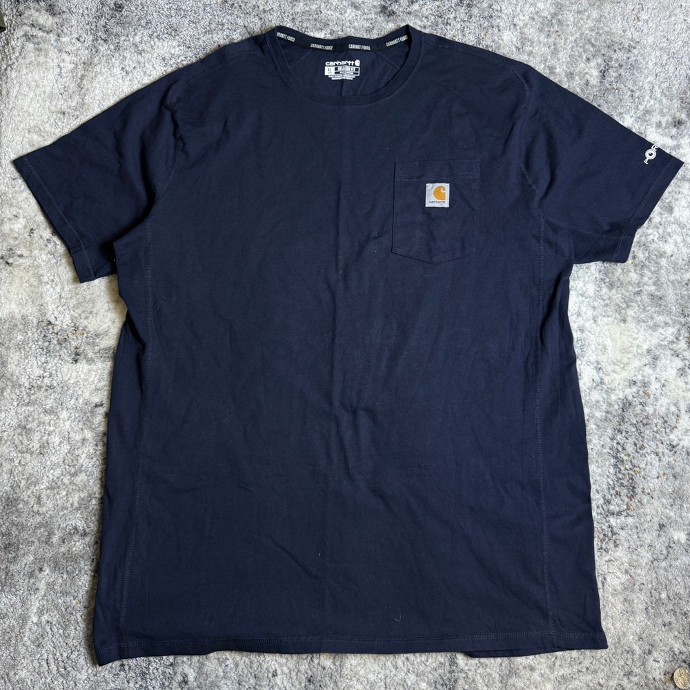 Carhartt Force Relaxed Fit Pocket T-Shirt Mens XL Tall Navy Blue Short Sleeve