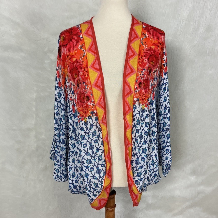 Blank London Anthropologie Adelaide Multicolor Boho Floral Kimono One Size