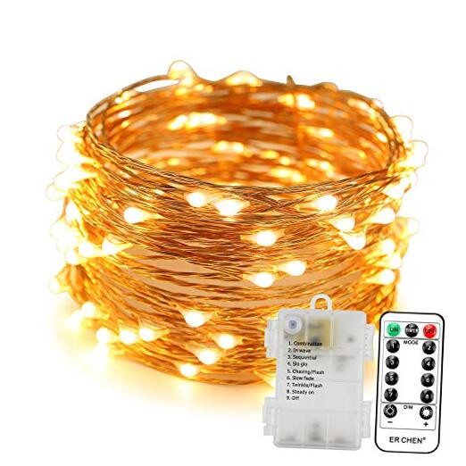 8 Lighting Model Indoor and Outdoor Waterproof Battery 33FT 100LED Warm White