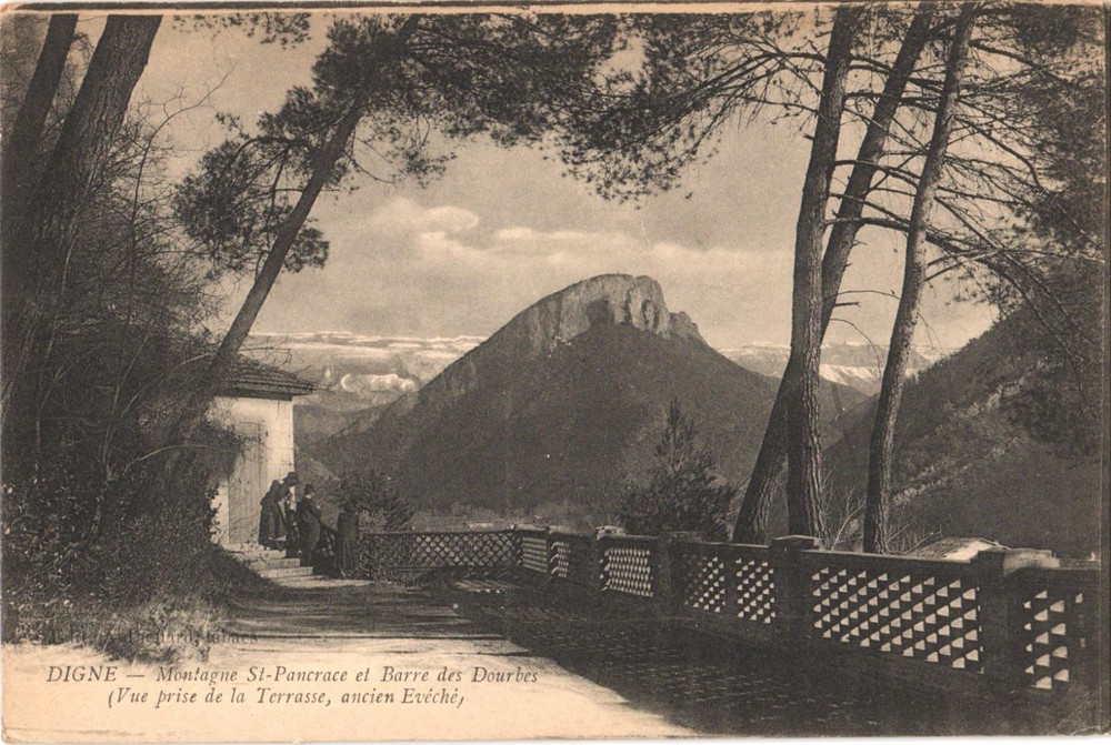 Digne France St-Pancrace Mountain and Barre des Dourbes Vintage Postcard