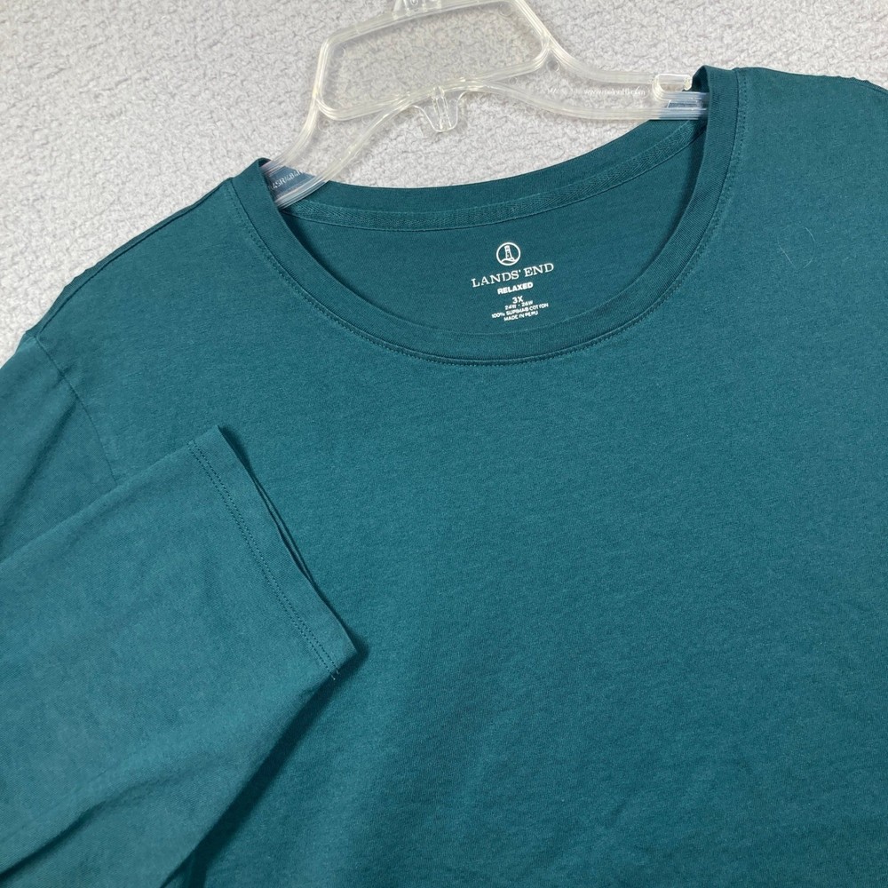 Lands End Relaxed Teal Green Long Sleeve Supima Cotton T Shirt Women's 3X