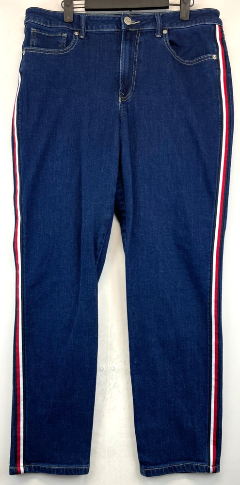 Tommy Hilfiger Jeans - Womens Size 14 - Blue w/ Red & White Stripe (3096)