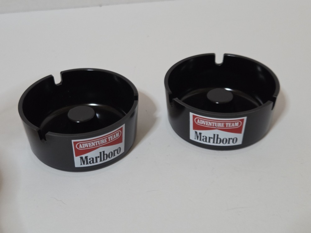 2 Vintage 80s Marlboro Adventure Team Ashtray Bar Promo Black  New