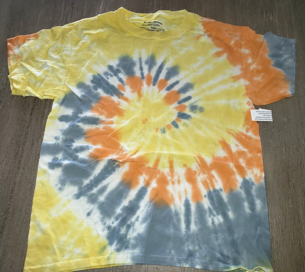 boys girls NEW NWT TIE DYE YELLOW TEE SHIRT TOP size XL 14/16 SHORT SLEEVE nice