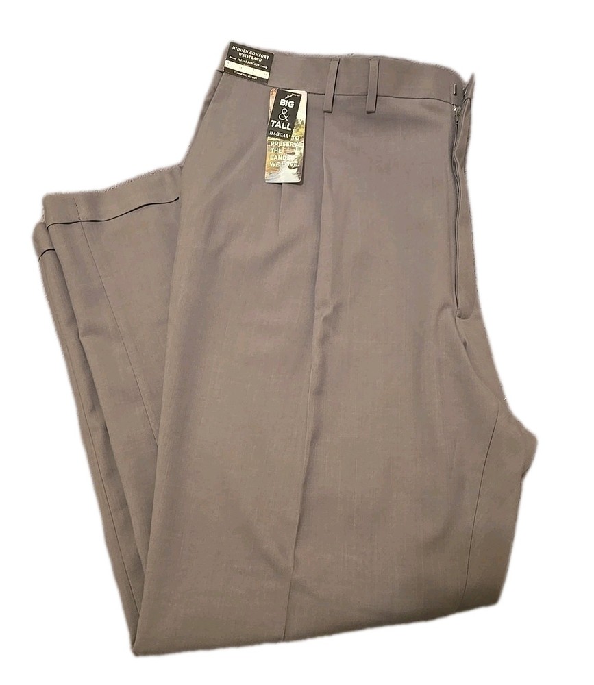 Haggar Mens Big & Tall 48x32 Stretch Dress Pants Pleated Classic Fit NWT Gray