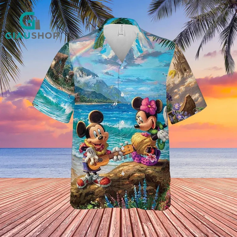 Tropical Cartoon Couple Hawaii Shirt Aloha Beach Vacation Summer Men Women Gift
