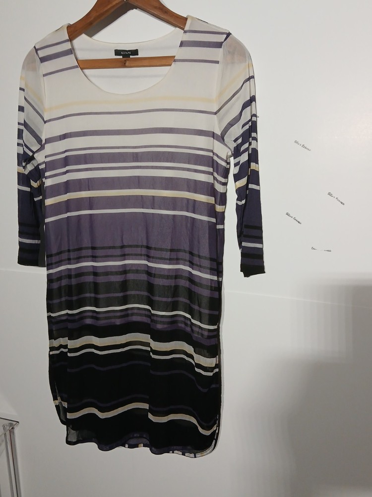 Vineyard Vines Pima Cotton Blue & White Striped Nautical 3/4 Sleeve Dress Sz L