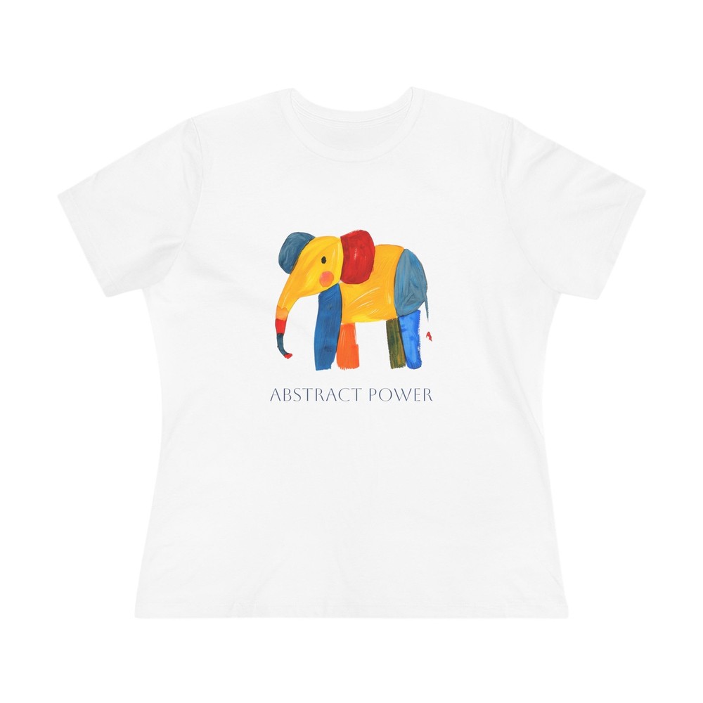 Colorful Elephant Cotton Tee - Cute Animal T-Shirt, Fun Graphic Abstract Tee-image